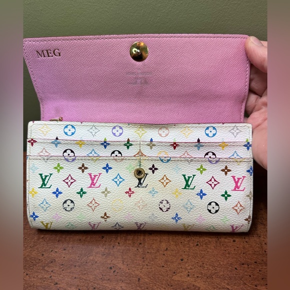Louis Vuitton White Murakami Sarah wallet multicolor with pink interior - Picture 7 of 17